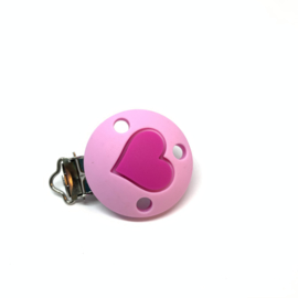 Speenclip siliconen - hart baby roze met fuchsia