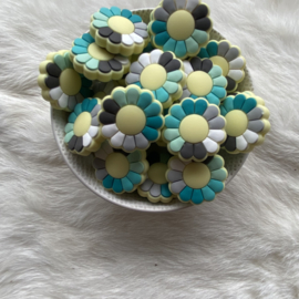 Flower power bead - mint/turquoise shades