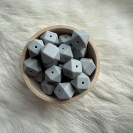 Hexagon 17mm bead with 4 holes - light grey