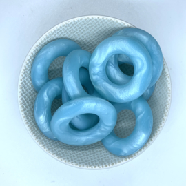 Donut ring - parelmoer licht turquoise