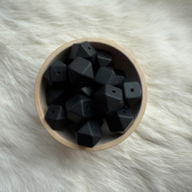Hexagon 17mm bead with 4 holes - black