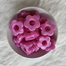 Round flower bead - pearl fuchsia