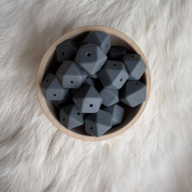 Hexagon 17mm bead with 4 holes - darker grey
