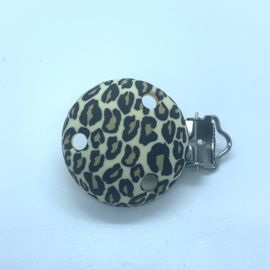 Speenclip siliconen - luipaard print beige
