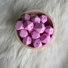 Hexagon 17mm bead with 4 holes - baby pink