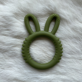 Rabbit teether silicone - army green