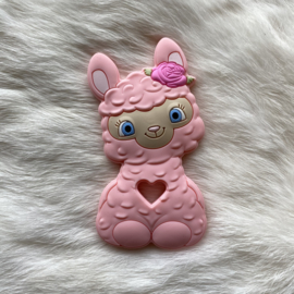 Happy llama teether - light pink