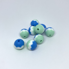15mm - 3 kleurig blauw/wit/mint groen