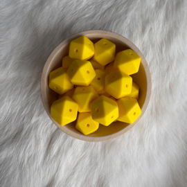 Hexagon 17mm bead with 4 holes - yellow