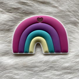 Rainbow teether - fuchsia/cream yellow