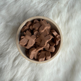 Flying butterfly silicone bead - camel 2