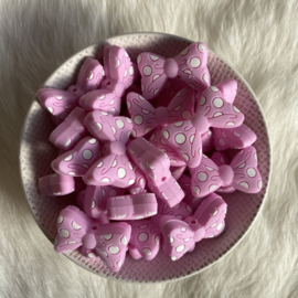 Strikje met stippen kraal - baby roze