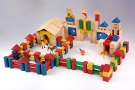 colored wooden blocks set (250 stk)