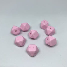 Kleine hexagon - zacht roze, fuchsia gespikkeld