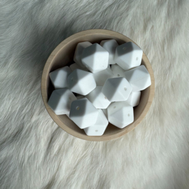 Hexagon 17mm bead with 4 holes - white