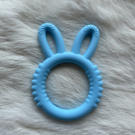 konijnen bijtring siliconen - baby blauw