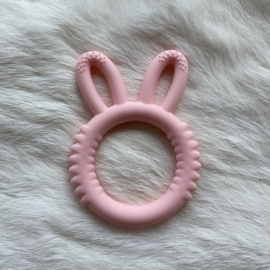 Rabbit teether silicone - rosequartz