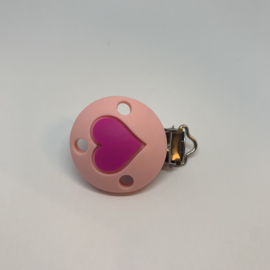 Speenclip siliconen - hart licht roze met fuchsia
