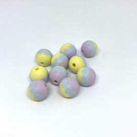 15mm - 3 color lilac/light grey/cream yellow