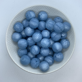 15mm geribbeld - parelmoer blauw