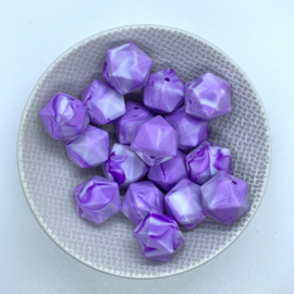 Icosahedron 17mm - marble dark purple