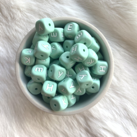 Letter beads - silicone 10mm MINT