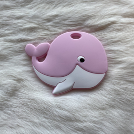 Happy whale teether - soft pink