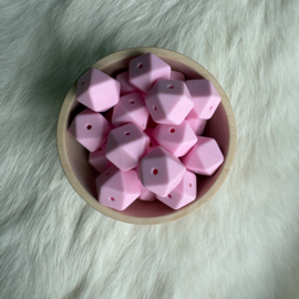 Hexagon 17mm bead with 4 holes - soft pink