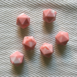 Icosahedron 17mm - marble coral pink