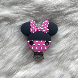 Speenclip siliconen minnie mouse - fuchsia