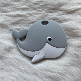 Happy whale teether - light grey