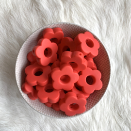 Round flower bead - red