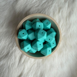 Hexagon 17mm bead with 4 holes - light turquoise
