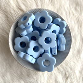 Round flower bead - soft blue