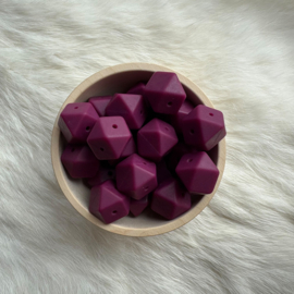 Hexagon 17mm bead with 4 holes - wine red