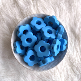 Round flower bead - sky blue