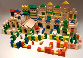 colored wooden blocks set (500 stk)