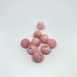 15mm geribbeld - marmer koraal/baby roze