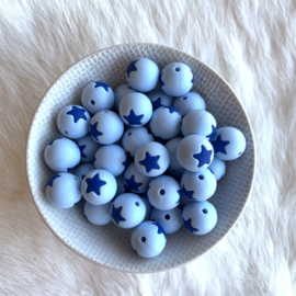 15mm - soft blue with light navy star