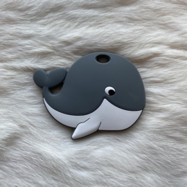 Happy whale teether - darker grey