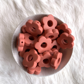 Round flower bead - clay