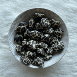 Heart bead - leopard old brown