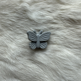 Flying butterfly silicone bead - light grey
