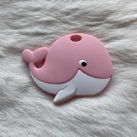 Happy whale teether - light pink
