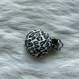 Pacifier clip silicone - leopard white