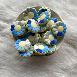 Flower power bead - blue shades