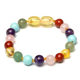 Barnsteen kinder armbandje baroque - edelstenen regenboog mix