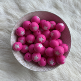 15mm - fuchsia with pearl white star