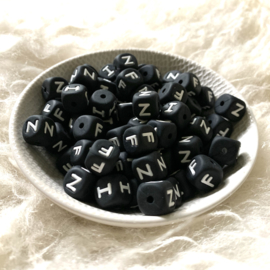 Letter beads - silicone 10mm BLACK