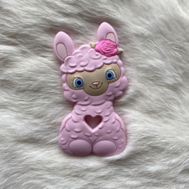 Happy llama teether - soft pink